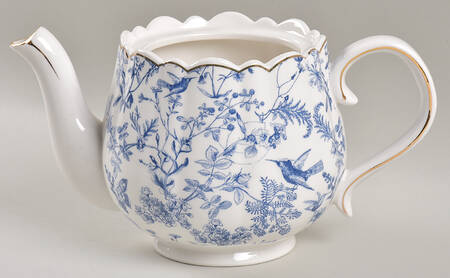 Blue Butterfly Toile Teapot No Lid