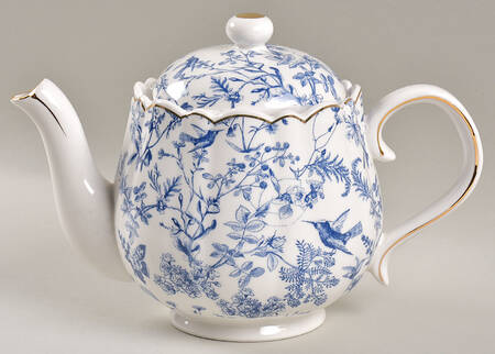 Blue Butterfly Toile Teapot & Lid
