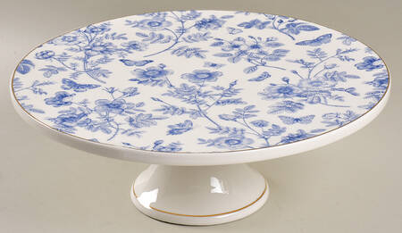 Blue Butterfly Toile 11" Diameter Pedestal Cake Stand