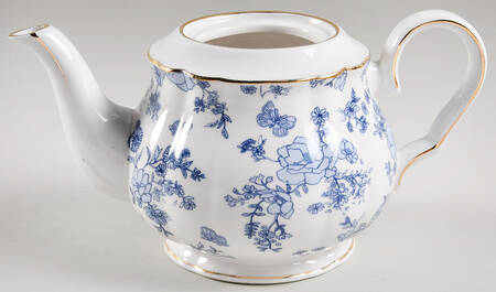 Blue Butterfly Toile Teapot No Lid