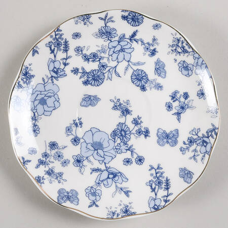 Blue Butterfly Toile Saucer for Footed Cup