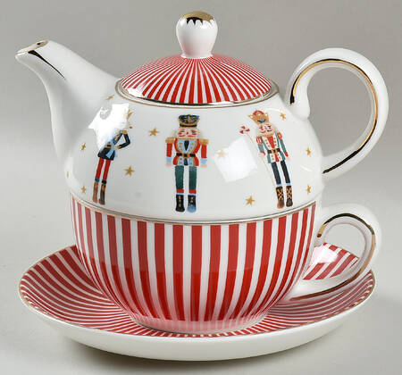Christmas Cheer Tea for One (Stacking Teapot w/Cup & Saucer)