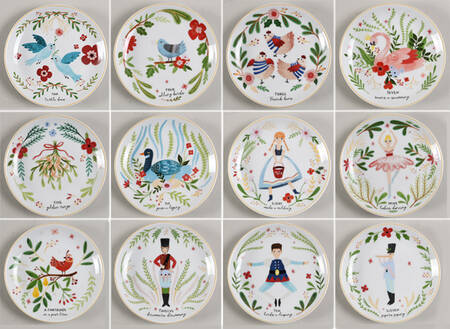 Christmas Cheer Assorted Appetizer Plate - Set of 12