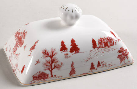 Red Village Lid for 1/4 Lb Butter