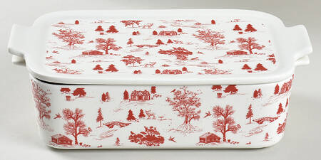 Red Village Rectangular Baker & Lid
