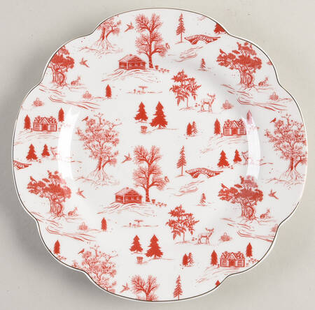 Red Village Salad Plate