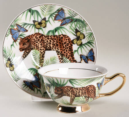 Blue Palm Jungle Flat Cup & Saucer Set
