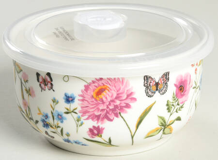 Butterfly Garden 5" Storage Bowl Ceramic with Plastic Lid