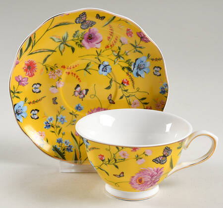 Butterfly Garden Footed Cup & Saucer Set