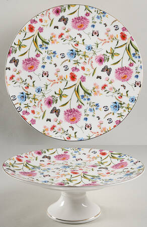 Butterfly Garden 10" Diameter Pedestal Cake Stand