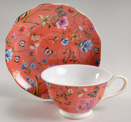 Butterfly Garden Footed Cup & Saucer Set