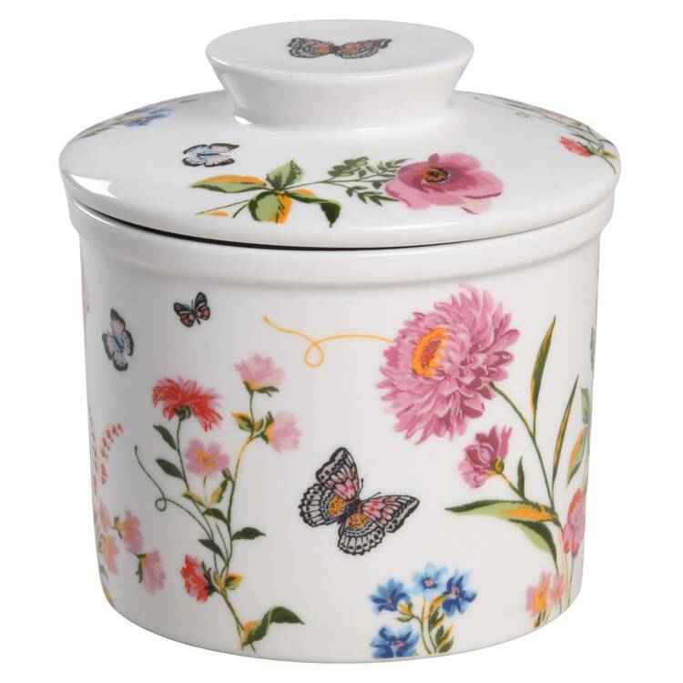Butterfly Garden Butter Crock & Lid