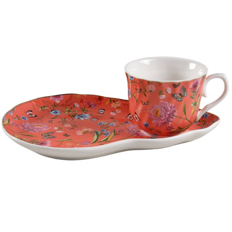 Butterfly Garden Snack Plate & Cup Set