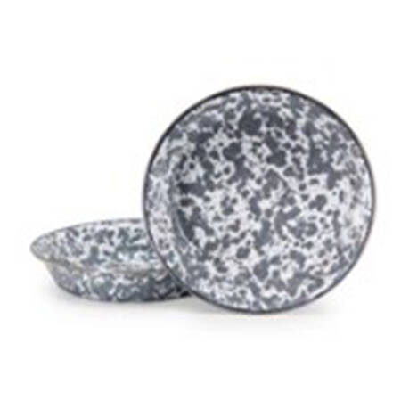 Grey Swirl Enamelware Pie Serving Plate