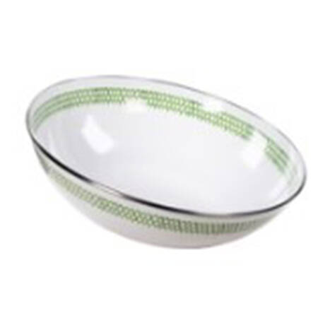 Green Scallop Enamelware 14" Round Serving Bowl