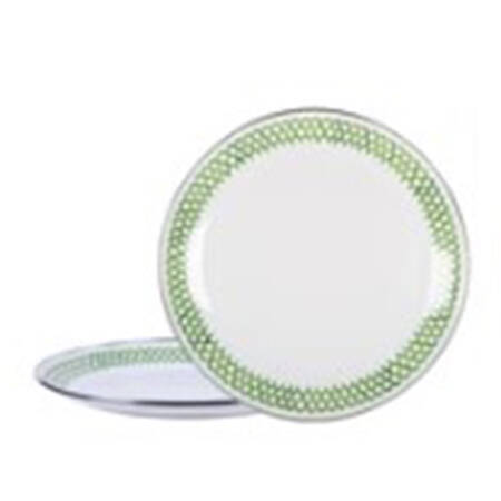 Green Scallop Enamelware Service Plate (Charger)