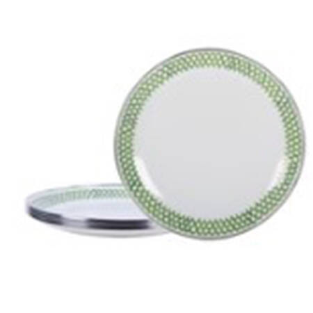 Green Scallop Enamelware Individual Sandwich Plate