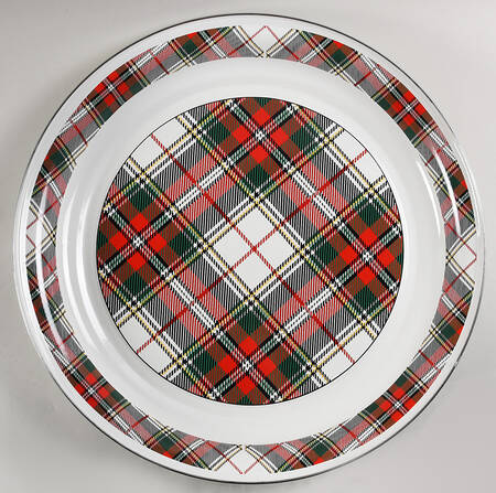 Highland Plaid Enamelware 20" Round Tray