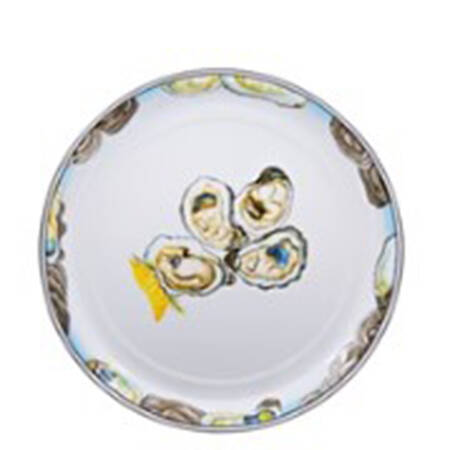 Oyster Enamelware 15" Round Tray