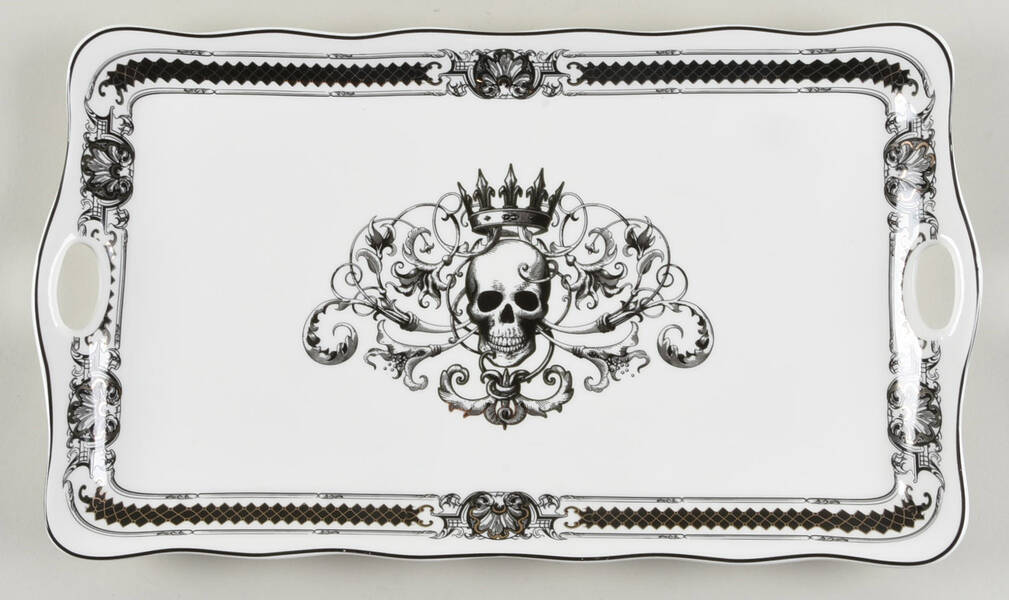 Lattice Skull with Crown 15" Rectangular Serving Platter