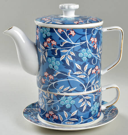 Blue Morris Tea for One (Stacking Teapot w/Cup & Saucer)