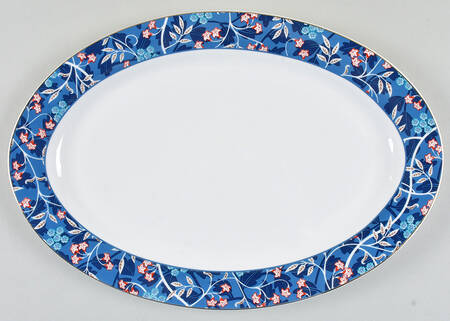 Blue Morris 14" Oval Serving Platter