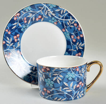 Blue Morris Flat Cup & Saucer Set