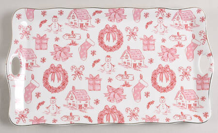 Pink Bow 15" Rectangular Tray