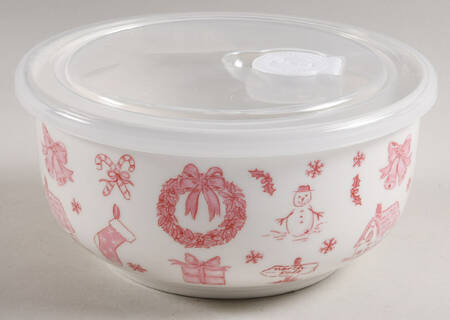 Pink Bow 6" Storage Bowl Ceramic with Plastic Lid