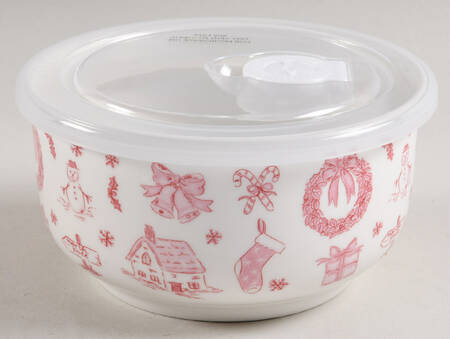 Pink Bow 5" Storage Bowl Ceramic with Plastic Lid