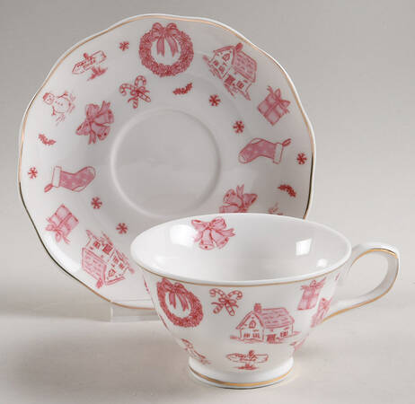 Pink Bow Footed Cup & Saucer Set