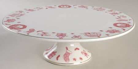 Pink Bow Footed Cake Plate