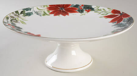 Poinsettia 10" Diameter Pedestal Cake Stand