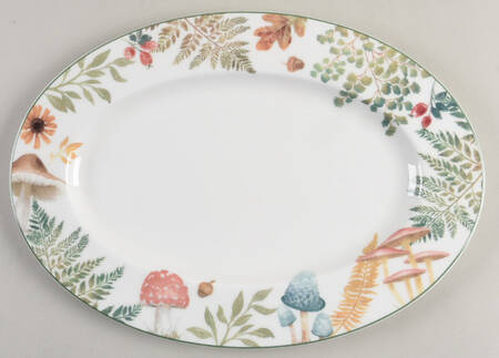 Forest Mushroom 13" Oval Serving Platter by Gracie Bone China