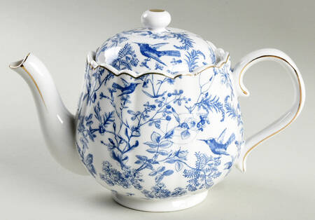Blue White Bird Teapot & Lid