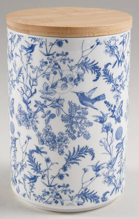 Blue White Bird Large Canister & Lid