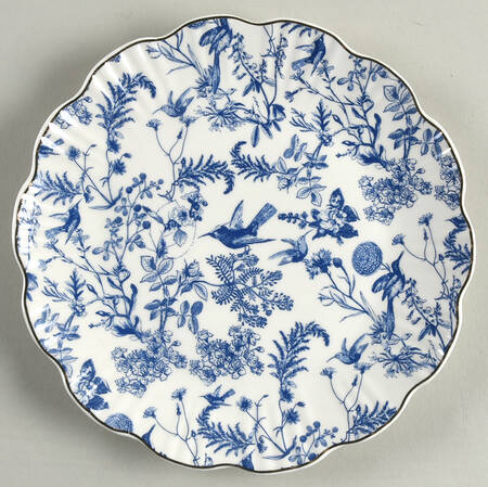 Blue White Bird Salad Plate