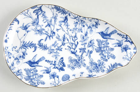 Blue White Bird Snack Plate