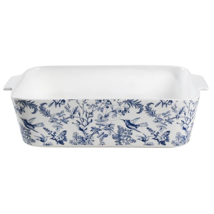 Blue White Bird Lid for Rectangular Baker