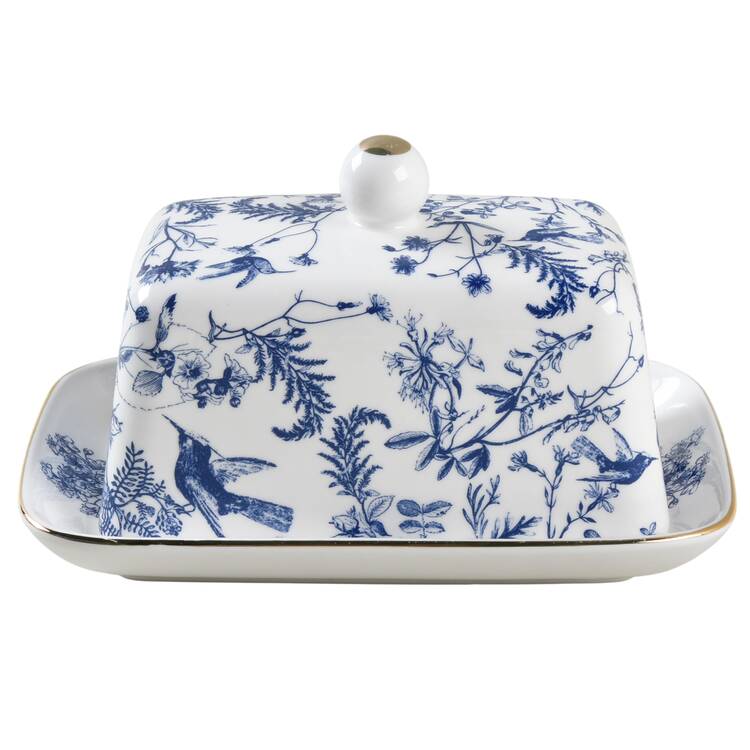 Blue White Bird 1/4 Lb Covered Butter