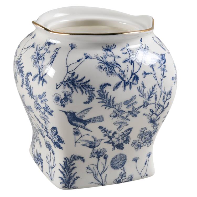 Blue White Bird Small Canister No Lid
