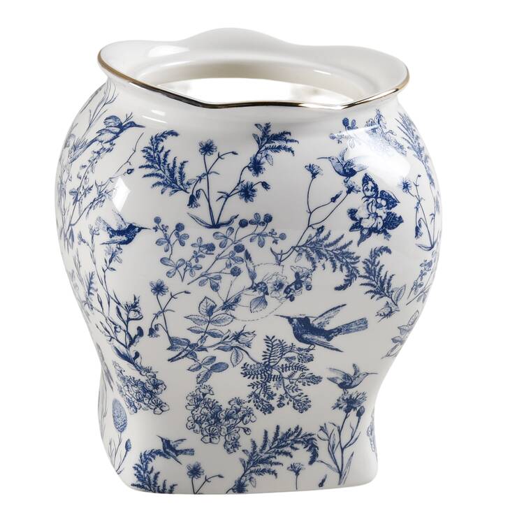 Blue White Bird Medium Canister No Lid
