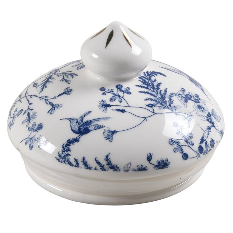 Blue White Bird Lid for Medium Canister