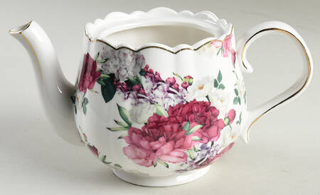 Burgundy Rose Teapot No Lid