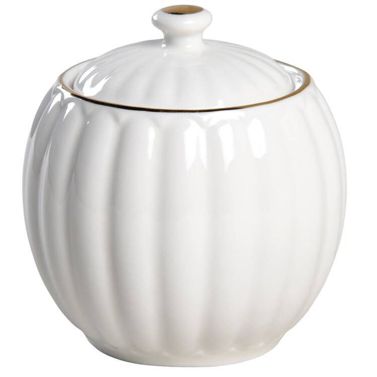 White Gold Shell Sugar Bowl & Lid