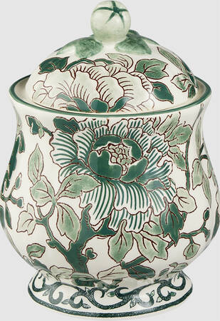 Pivoines Vertes Sugar Bowl & Lid