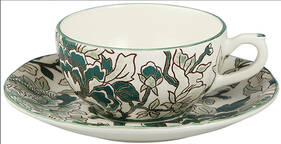 Pivoines Vertes Flat Cup & Saucer Set