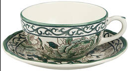 Pivoines Vertes Breakfast Cup & Saucer Set