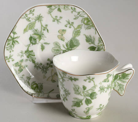 Greeny Garden Flat Demitasse Cup & Saucer Set