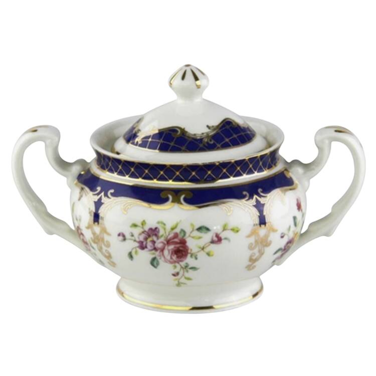 Navy Rose Sugar Bowl & Lid
